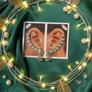 Stylish fashion ear cuffs earrings collection at Passionate Bangladesh showing different gold, silver and stoned ear cuff earrings for western and fusion outfits.