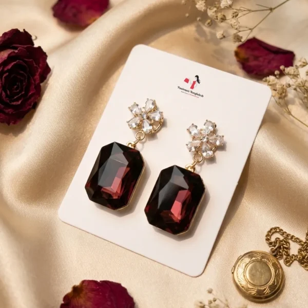 Elegant drop earrings from Passionate Bangladesh, lightweight dangle design for women and girls, perfect for parties and special occasions. Try our different designs like butterfly earrings, long chain earrings, heart shape earrings and stone earrings.