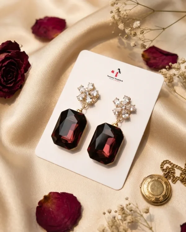 Elegant drop earrings from Passionate Bangladesh, lightweight dangle design for women and girls, perfect for parties and special occasions. Try our different designs like butterfly earrings, long chain earrings, heart shape earrings and stone earrings.