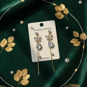 Elegant drop earrings from Passionate Bangladesh, lightweight dangle design for women and girls, perfect for parties and special occasions. Try our different designs like butterfly earrings, long chain earrings, heart shape earrings and stone earrings.