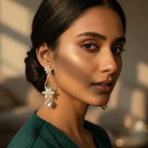 Elegant drop earrings from Passionate Bangladesh, lightweight dangle design for women and girls, perfect for parties and special occasions. Try our different designs like butterfly earrings, long chain earrings, heart shape earrings and stone earrings.