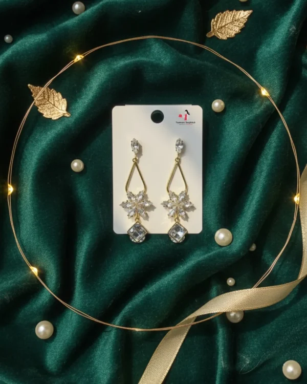 Elegant drop earrings from Passionate Bangladesh, lightweight dangle design for women and girls, perfect for parties and special occasions. Try our different designs like butterfly earrings, long chain earrings, heart shape earrings and stone earrings.
