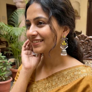 Colorful Indian jhumka earrings from Passionate Bangladesh, featuring silver-tone oxidized jhumkas with red, yellow, green and many more colors for women and girls.