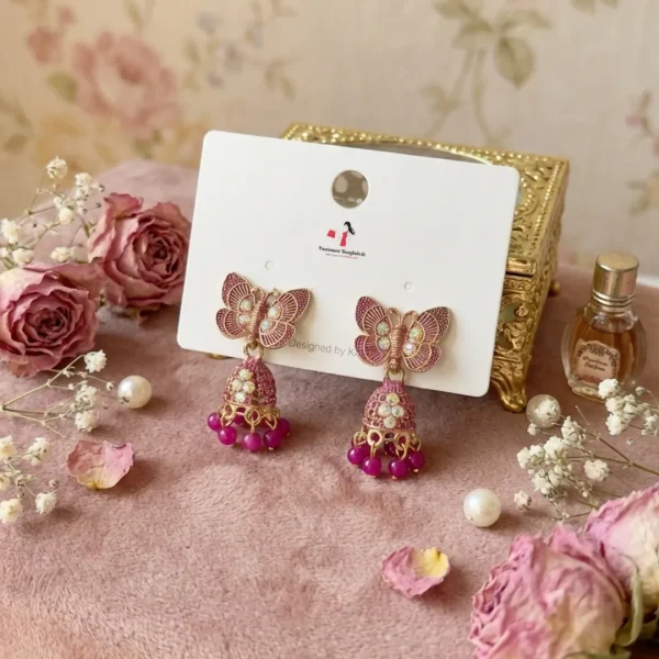 Colorful Indian jhumka earrings from Passionate Bangladesh, featuring silver-tone oxidized jhumkas with red, yellow, green and many more colors for women and girls.