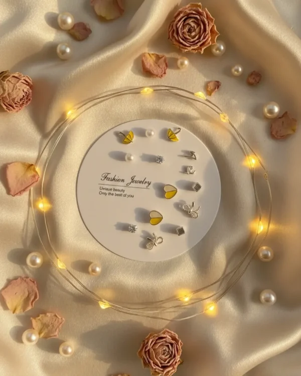 Budget‑friendly stud earring set from Passionate Bangladesh with multiple colorful everyday designs, attractive small studs neatly designed for Passionate girls only.