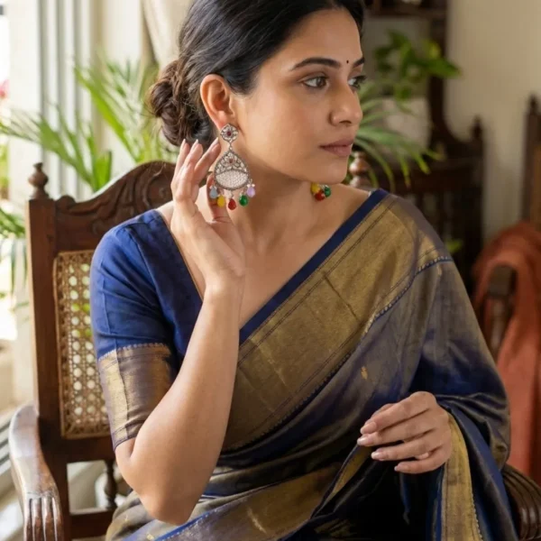 Colorful Indian jhumka earrings from Passionate Bangladesh, featuring silver-tone oxidized jhumkas with red, yellow, green and many more colors for women and girls.