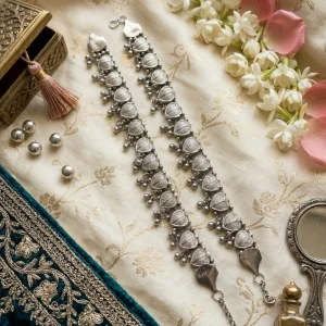 Trendy anklets for girls, oxidized to celebrate your special occasion, anklet with toe ring from Passionate Bangladesh. https://passionatebangladesh.com/product-category/bracelet-and-anklet/
