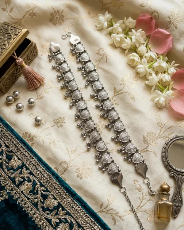 Trendy anklets for girls, oxidized to celebrate your special occasion, anklet with toe ring from Passionate Bangladesh. https://passionatebangladesh.com/product-category/bracelet-and-anklet/