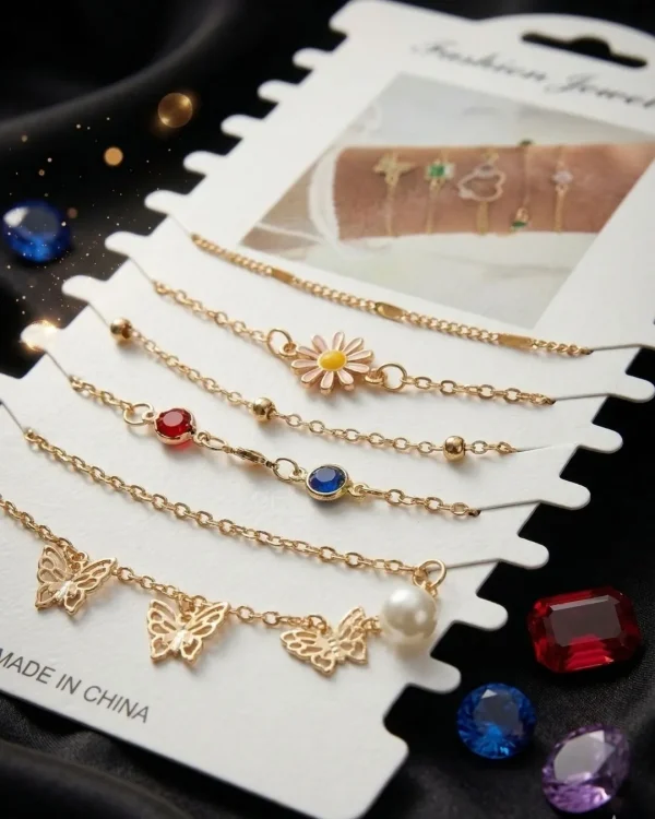 Shop aesthetic gold bracelet sets with pearls, charms & crystals. Perfect for daily wear, gifting & layering. Lightweight, trendy & premium quality. Order now from Passionate Bangladesh.