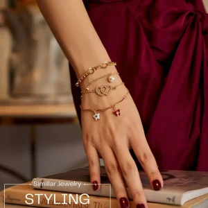 Shop aesthetic gold bracelet sets with pearls, charms & crystals. Perfect for daily wear, gifting & layering. Lightweight, trendy & premium quality. Order now from Passionate Bangladesh.