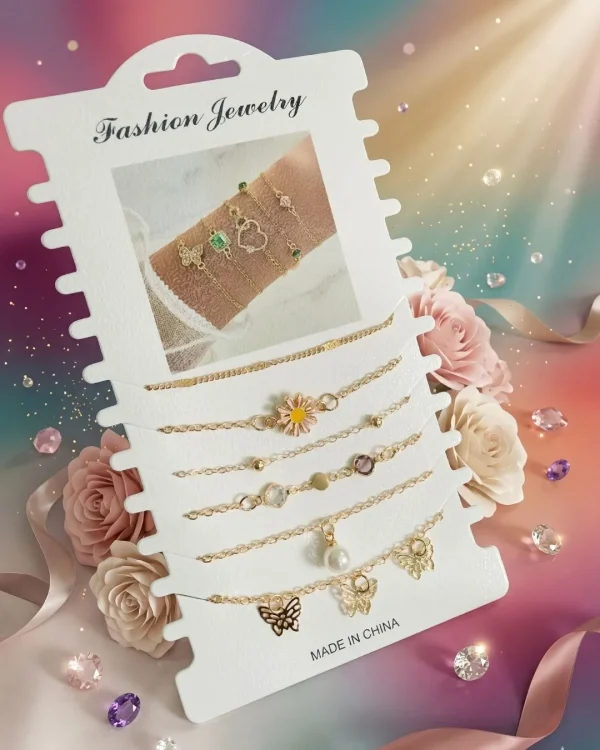Shop aesthetic gold bracelet sets with pearls, charms & crystals. Perfect for daily wear, gifting & layering. Lightweight, trendy & premium quality. Order now from Passionate Bangladesh.