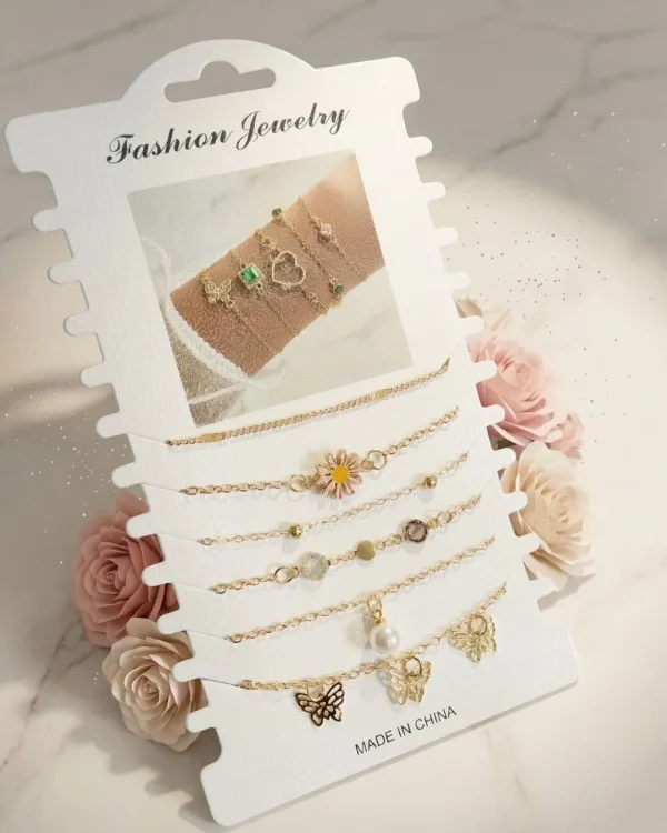 Shop aesthetic gold bracelet sets with pearls, charms & crystals. Perfect for daily wear, gifting & layering. Lightweight, trendy & premium quality. Order now from Passionate Bangladesh.