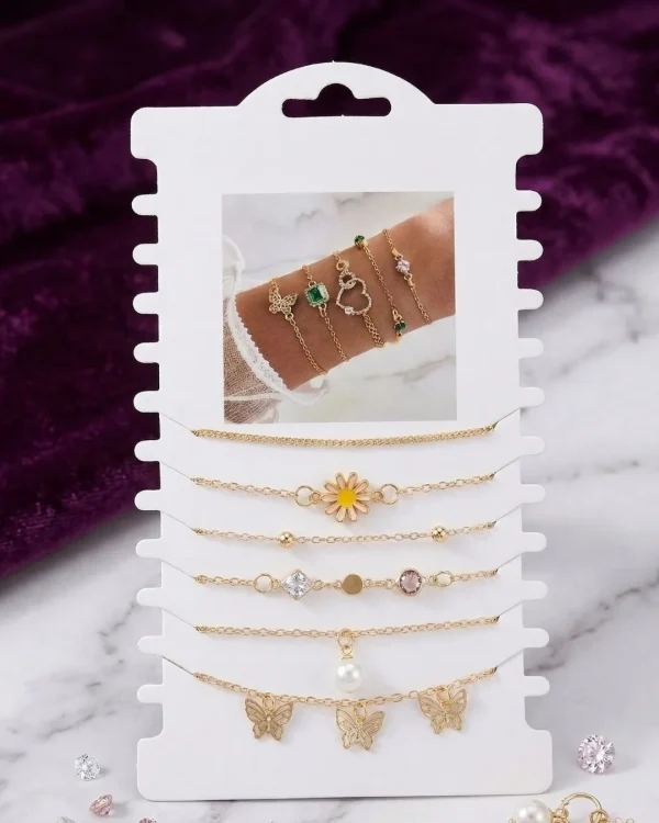 Shop aesthetic gold bracelet sets with pearls, charms & crystals. Perfect for daily wear, gifting & layering. Lightweight, trendy & premium quality. Order now from Passionate Bangladesh.