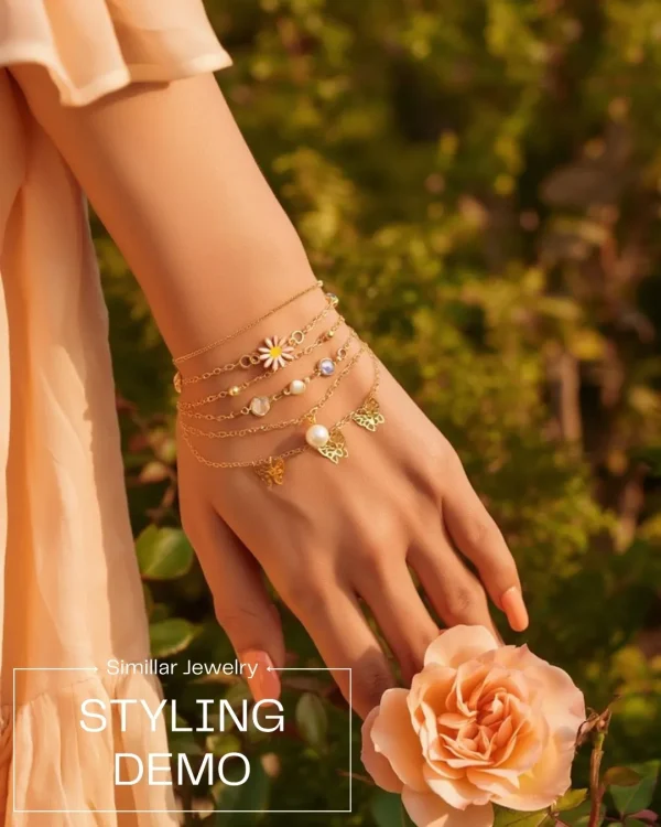 Shop aesthetic gold bracelet sets with pearls, charms & crystals. Perfect for daily wear, gifting & layering. Lightweight, trendy & premium quality. Order now from Passionate Bangladesh.
