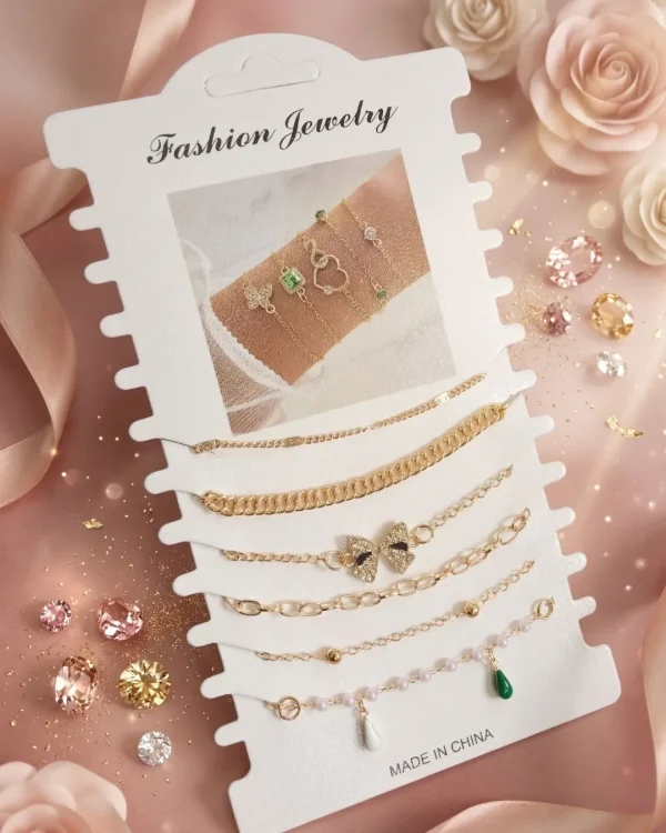 Shop aesthetic gold bracelet sets with pearls, charms & crystals. Perfect for daily wear, gifting & layering. Lightweight, trendy & premium quality. Order now from Passionate Bangladesh.