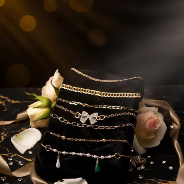 Shop aesthetic gold bracelet sets with pearls, charms & crystals. Perfect for daily wear, gifting & layering. Lightweight, trendy & premium quality. Order now from Passionate Bangladesh.