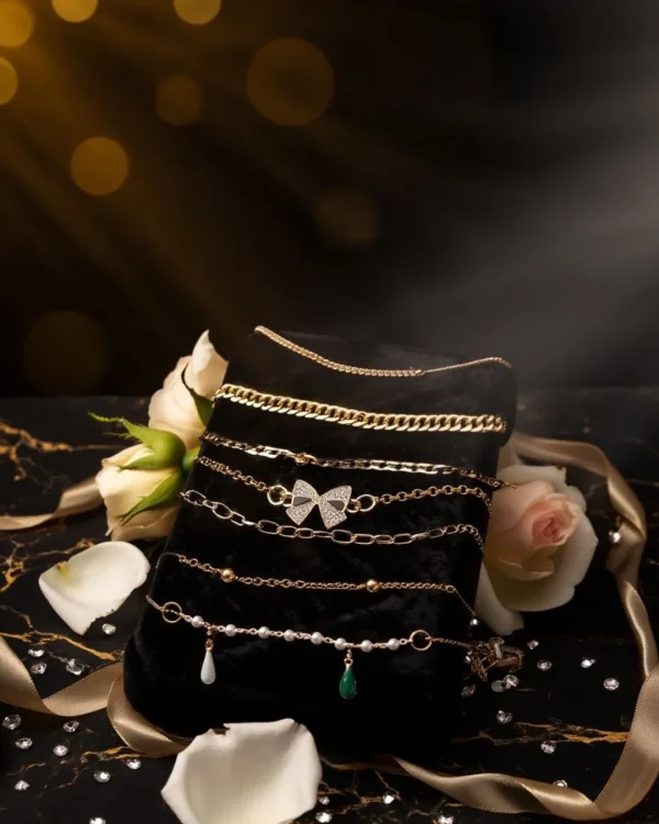 Shop aesthetic gold bracelet sets with pearls, charms & crystals. Perfect for daily wear, gifting & layering. Lightweight, trendy & premium quality. Order now from Passionate Bangladesh.