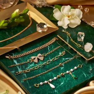 Shop aesthetic gold bracelet sets with pearls, charms & crystals. Perfect for daily wear, gifting & layering. Lightweight, trendy & premium quality. Order now from Passionate Bangladesh.