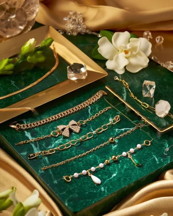 Shop aesthetic gold bracelet sets with pearls, charms & crystals. Perfect for daily wear, gifting & layering. Lightweight, trendy & premium quality. Order now from Passionate Bangladesh.