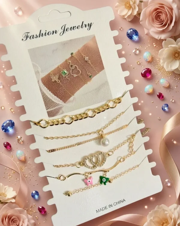 Shop aesthetic gold bracelet sets with pearls, charms & crystals. Perfect for daily wear, gifting & layering. Lightweight, trendy & premium quality. Order now from Passionate Bangladesh.