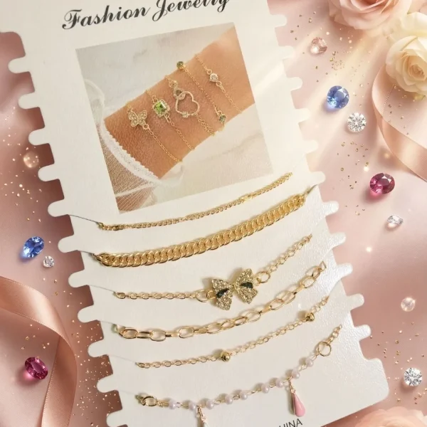 Shop aesthetic gold bracelet sets with pearls, charms & crystals. Perfect for daily wear, gifting & layering. Lightweight, trendy & premium quality. Order now from Passionate Bangladesh.