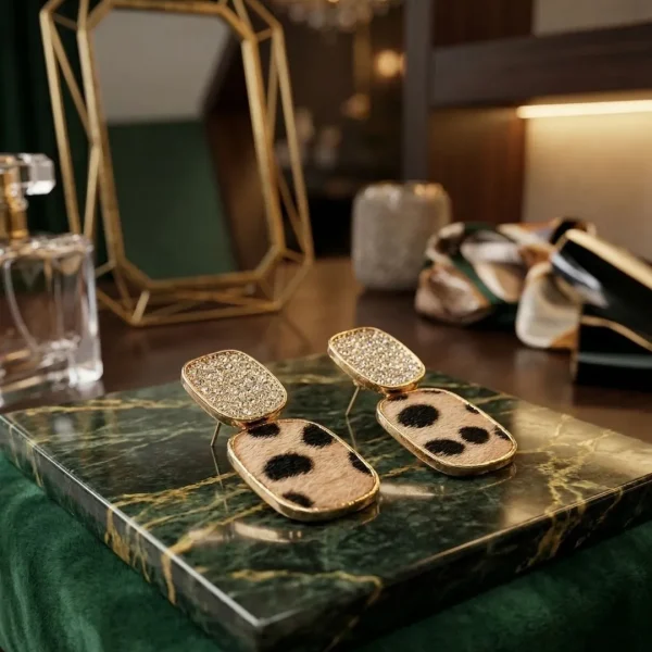 Elegant drop earrings from Passionate Bangladesh, lightweight dangle design for women and girls, perfect for parties and special occasions. Try our different designs like butterfly earrings, long chain earrings, heart shape earrings and stone earrings. Leopard designed.