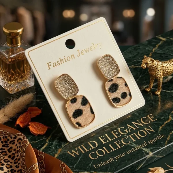 Elegant drop earrings from Passionate Bangladesh, lightweight dangle design for women and girls, perfect for parties and special occasions. Try our different designs like butterfly earrings, long chain earrings, heart shape earrings and stone earrings. Leopard designed.