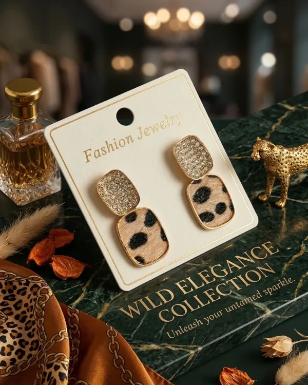 Elegant drop earrings from Passionate Bangladesh, lightweight dangle design for women and girls, perfect for parties and special occasions. Try our different designs like butterfly earrings, long chain earrings, heart shape earrings and stone earrings. Leopard designed.