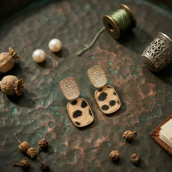 Elegant drop earrings from Passionate Bangladesh, lightweight dangle design for women and girls, perfect for parties and special occasions. Try our different designs like butterfly earrings, long chain earrings, heart shape earrings and stone earrings. Leopard designed.