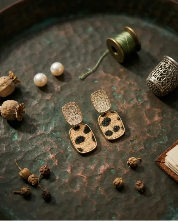 Elegant drop earrings from Passionate Bangladesh, lightweight dangle design for women and girls, perfect for parties and special occasions. Try our different designs like butterfly earrings, long chain earrings, heart shape earrings and stone earrings. Leopard designed.