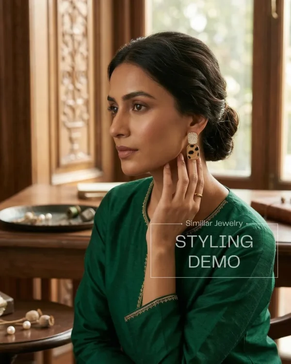 Elegant drop earrings from Passionate Bangladesh, lightweight dangle design for women and girls, perfect for parties and special occasions. Try our different designs like butterfly earrings, long chain earrings, heart shape earrings and stone earrings. Leopard designed.