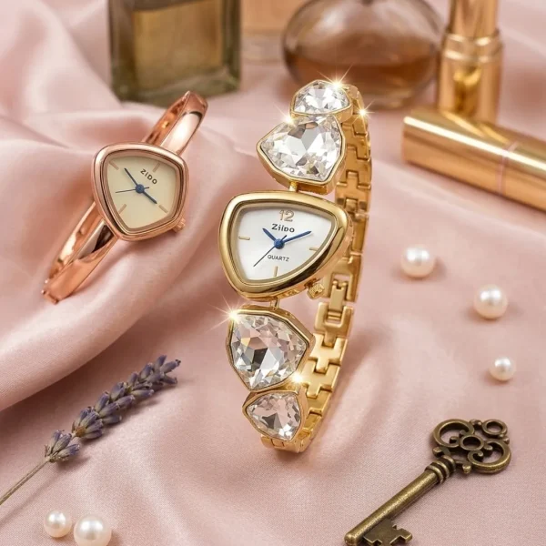 Shop crystal water/white colored stone golden wrist watch for women. Elegant, lightweight, and stylish design perfect for daily wear, office, and parties. Limited Stocks !! https://passionatebangladesh.com/product-category/accessories/