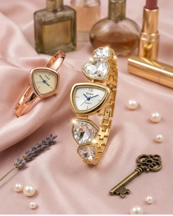 Shop crystal water/white colored stone golden wrist watch for women. Elegant, lightweight, and stylish design perfect for daily wear, office, and parties. Limited Stocks !! https://passionatebangladesh.com/product-category/accessories/