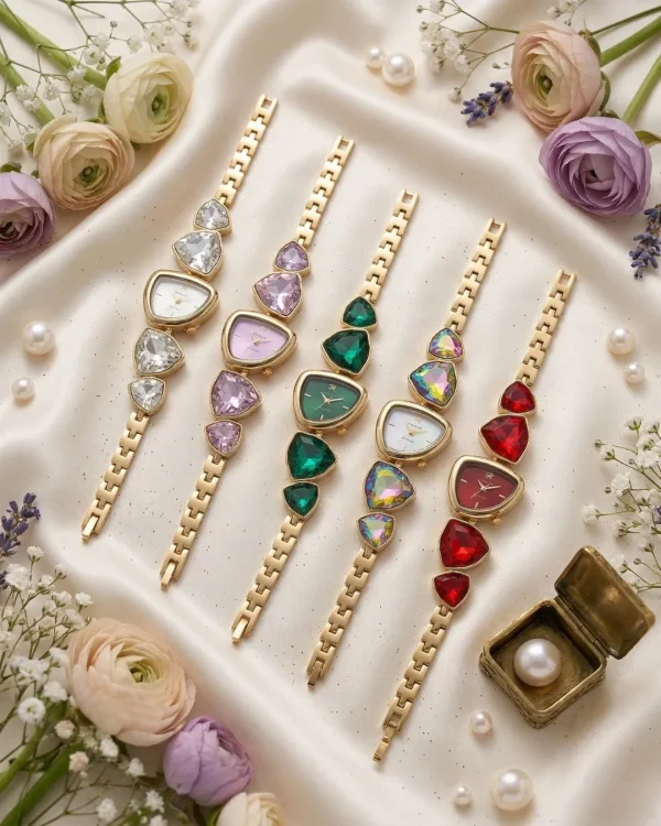 Shop multiple colored stone golden wrist watch for women. Elegant, lightweight, and stylish design perfect for daily wear, office, and parties. Limited Stocks !! https://passionatebangladesh.com/product-category/accessories/
