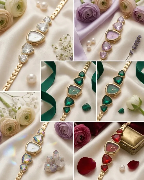 Shop multiple colored stone golden wrist watch for women. Elegant, lightweight, and stylish design perfect for daily wear, office, and parties. Limited Stocks !! https://passionatebangladesh.com/product-category/accessories/