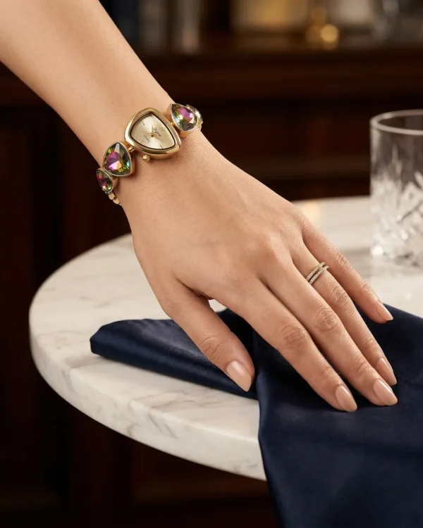 Shop multi color stone golden wrist watch for women. Elegant, lightweight, and stylish design perfect for daily wear, office, and parties. Limited Stocks !! https://passionatebangladesh.com/product-category/accessories/