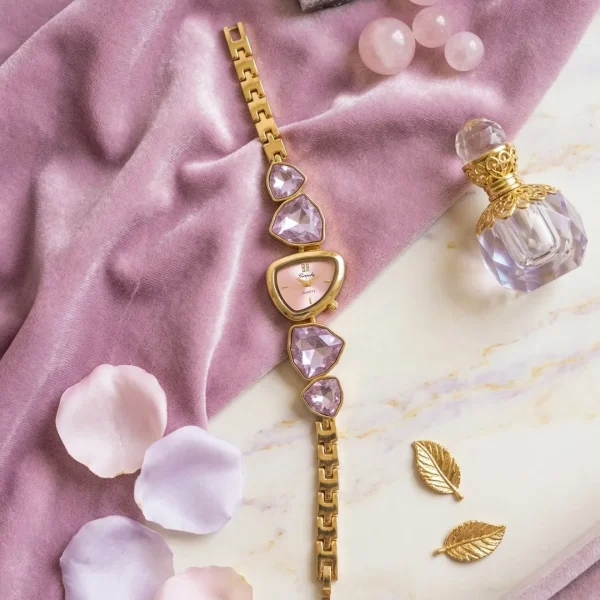 Shop Golden Light purple stones dial slim wrist watch for women. Elegant, lightweight, and stylish design perfect for daily wear, office, and parties. Limited Stocks !! https://passionatebangladesh.com/product-category/accessories/