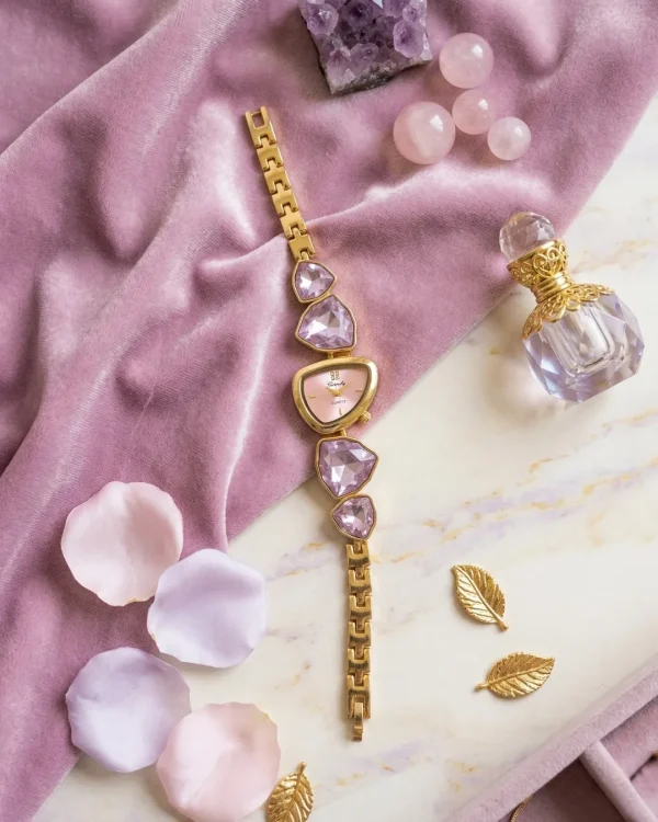 Shop Golden Light purple stones dial slim wrist watch for women. Elegant, lightweight, and stylish design perfect for daily wear, office, and parties. Limited Stocks !! https://passionatebangladesh.com/product-category/accessories/