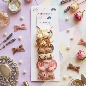 Cute hair accessories collection with multicolor bow clips, hair ribbons, hairbands and teddy bear or bunny hairbands for girls and kids from Passionate Bangladesh.