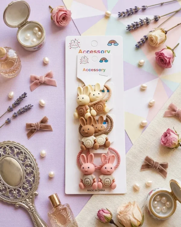 Cute hair accessories collection with multicolor bow clips, hair ribbons, hairbands and teddy bear or bunny hairbands for girls and kids from Passionate Bangladesh.