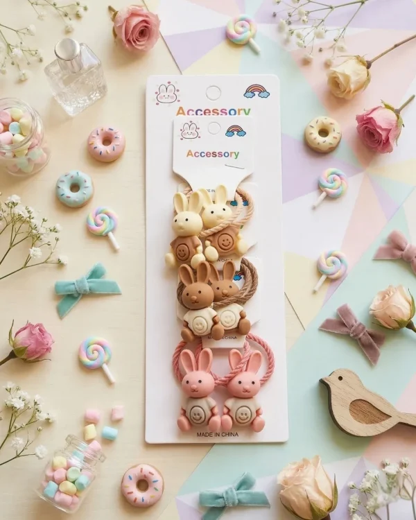 Cute hair accessories collection with multicolor bow clips, hair ribbons, hairbands and teddy bear or bunny hairbands for girls and kids from Passionate Bangladesh.