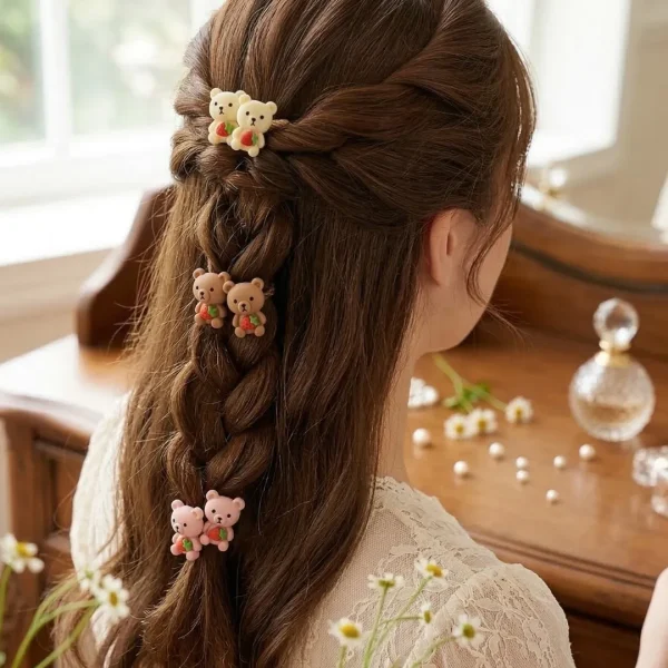 Cute hair accessories collection with multicolor bow clips, hair ribbons, hairbands and teddy bear or bunny hairbands for girls and kids from Passionate Bangladesh.