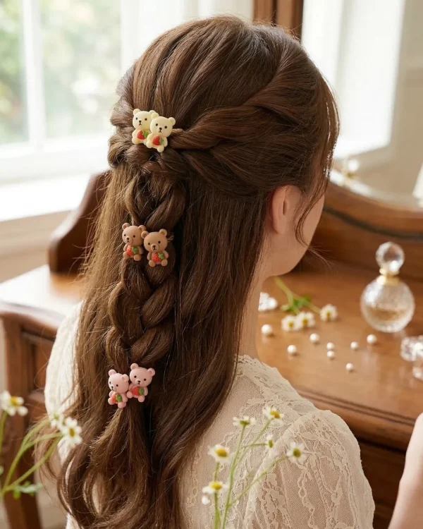 Cute hair accessories collection with multicolor bow clips, hair ribbons, hairbands and teddy bear or bunny hairbands for girls and kids from Passionate Bangladesh.