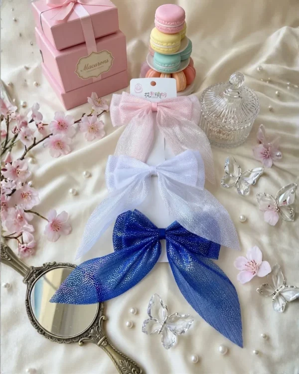 Cute hair accessories collection with multicolor bow clips, hair ribbons, hairbands and teddy bear or bunny hairbands for girls and kids from Passionate Bangladesh.