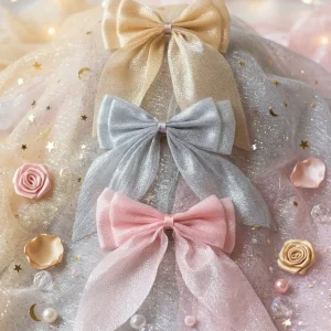 Cute hair accessories collection with multicolor bow clips, hair ribbons, hairbands and teddy bear or bunny hairbands for girls and kids from Passionate Bangladesh.