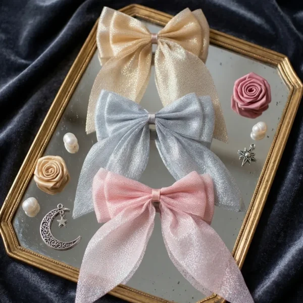 Cute hair accessories collection with multicolor bow clips, hair ribbons, hairbands and teddy bear or bunny hairbands for girls and kids from Passionate Bangladesh.