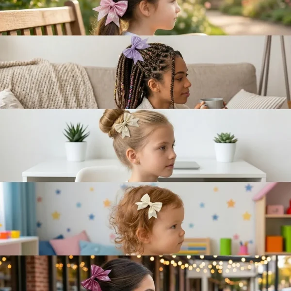 Cute hair accessories collection with multicolor bow clips, hair ribbons, hairbands and teddy bear or bunny hairbands for girls and kids from Passionate Bangladesh.