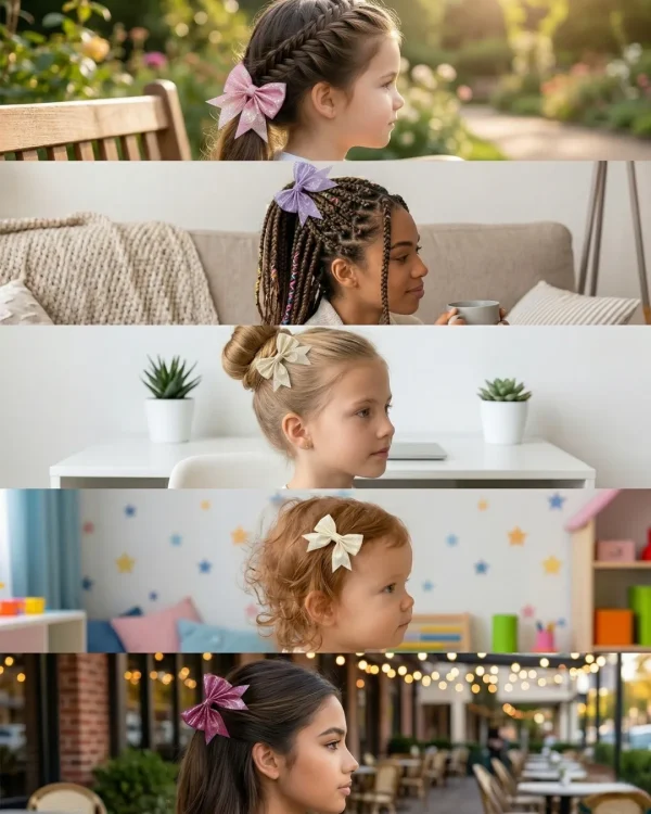 Cute hair accessories collection with multicolor bow clips, hair ribbons, hairbands and teddy bear or bunny hairbands for girls and kids from Passionate Bangladesh.