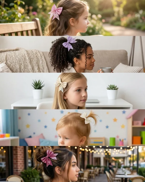 Cute hair accessories collection with multicolor bow clips, hair ribbons, hairbands and teddy bear or bunny hairbands for girls and kids from Passionate Bangladesh.