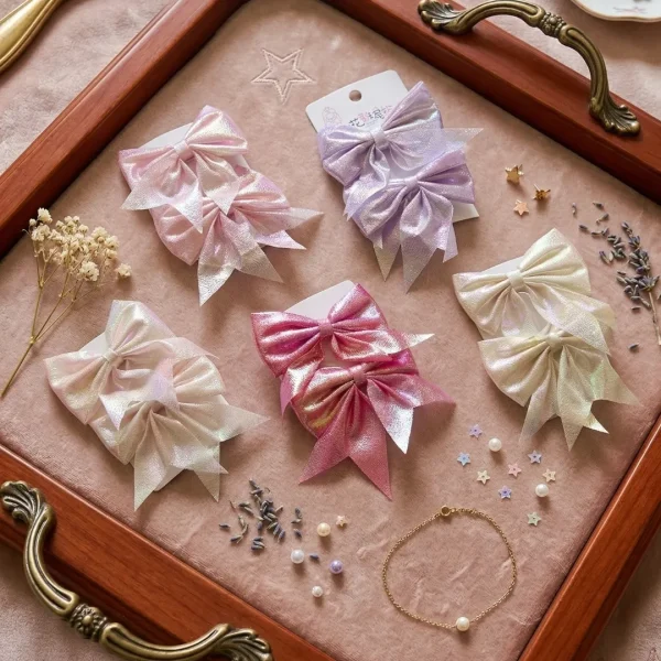 Cute hair accessories collection with multicolor bow clips, hair ribbons, hairbands and teddy bear or bunny hairbands for girls and kids from Passionate Bangladesh.